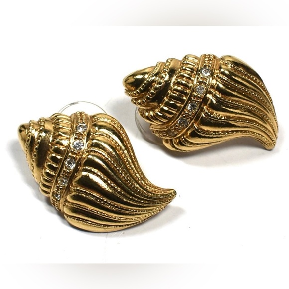 Kenneth Lane KJL For Avon 1989/unworn Conch Seashell Post 4 pierced ear Earrings - Picture 3 of 8